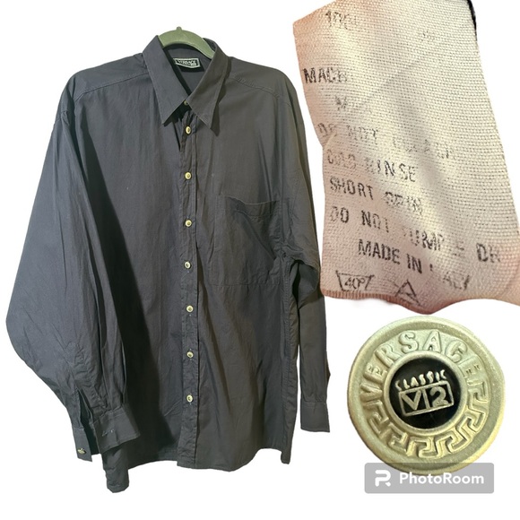 Versace Classic V2 vintage subtle luxury embroidered back shirt size large - Picture 5 of 16
